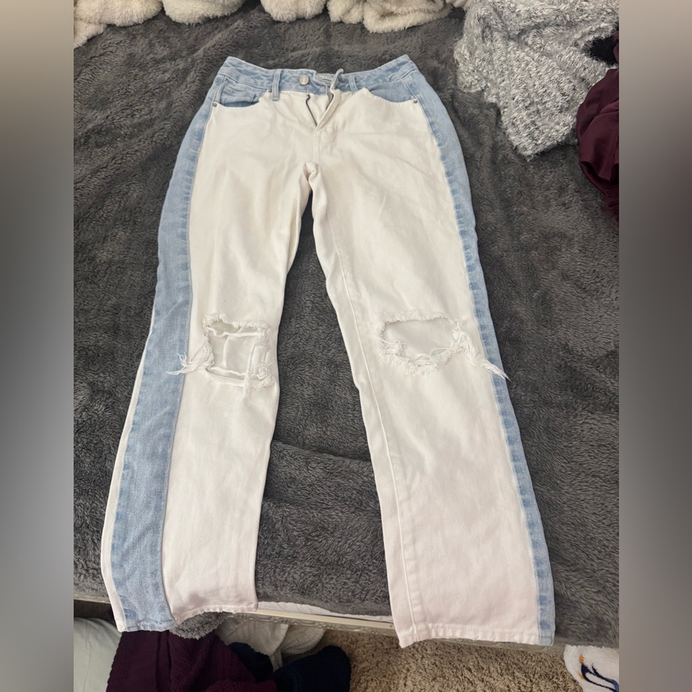 PacSun Blue and White Straight Leg Jeans
